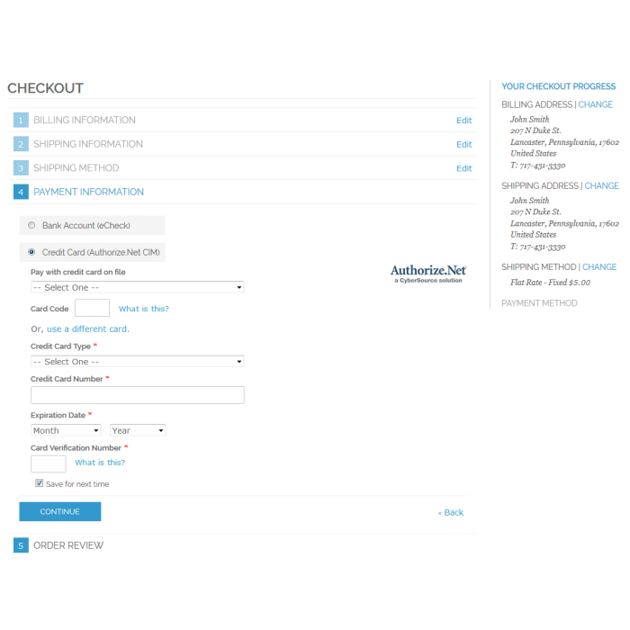 Authorize.Net CIM Payment Module for Magento