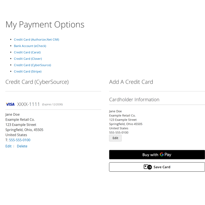 CyberSource Payments for Magento 2