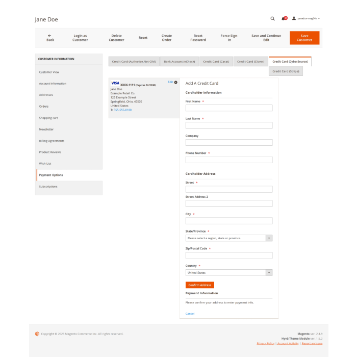CyberSource Payments for Magento 2