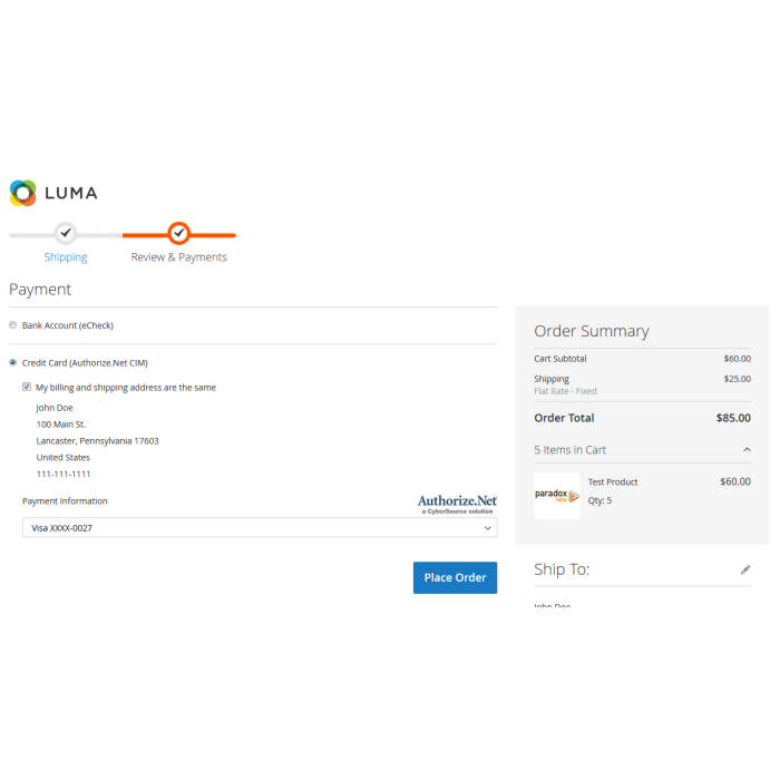 Authorize.net CIM for Magento 2
