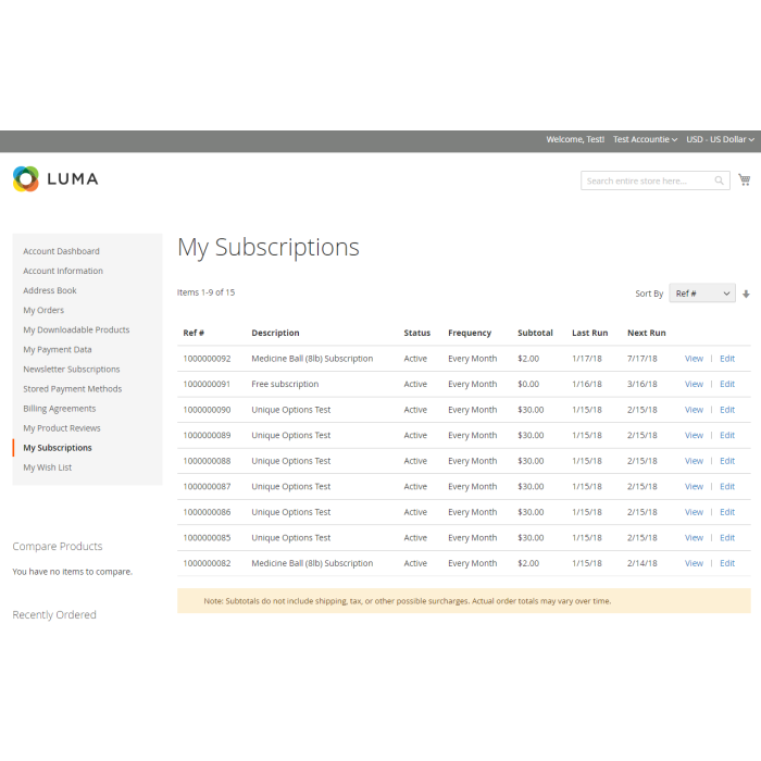 Adaptive Subscriptions for Magento 2